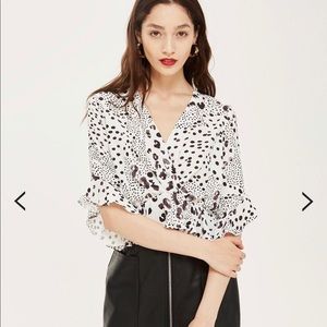 TOPSHOP Spot Print Twist Front Blouse